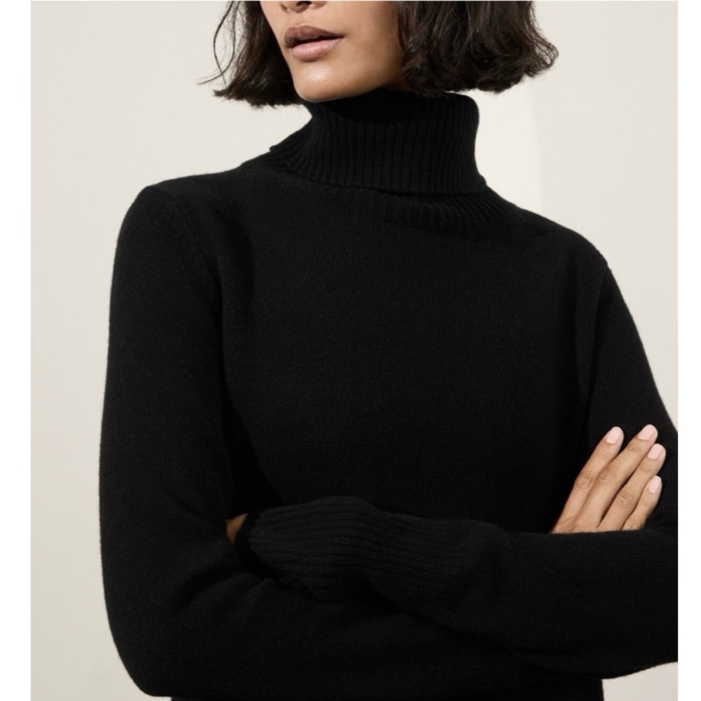 Athleta 2023 Alpine Size XS Turtleneck Long Sleeve Knit Sweater Dress in Black - Picture 5 of 16